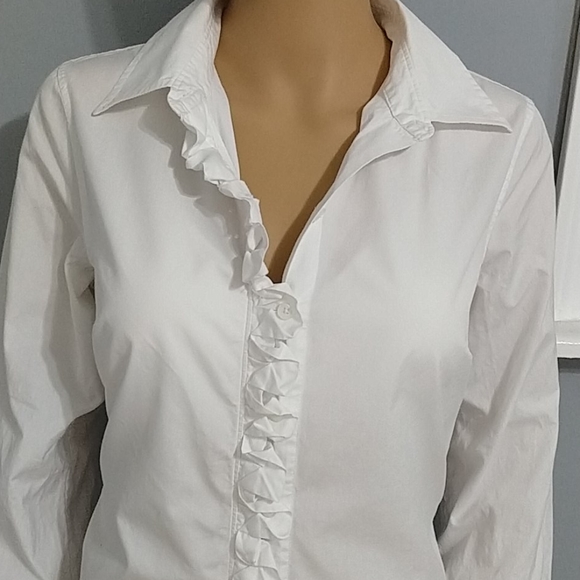 Isaac Mizrahi ruffled button down shirt - Picture 3 of 4